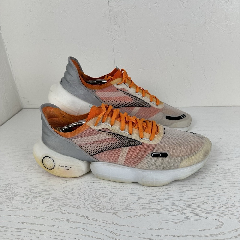 Brooks Men's 15 Aurora-BL White Orange Road Running Shoes DNA Loft V3 Nitrogen
